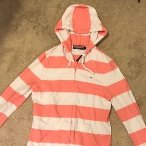 Pink and white striped sweatshirt